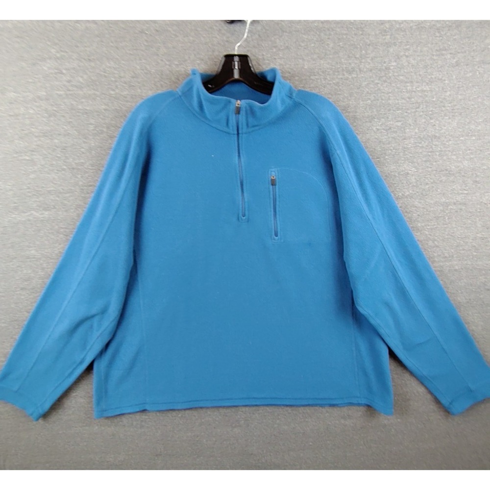 LL Bean Mens Jacket XL Blue Fleece 1/4 Zip Outdoor Lightweight Casual Hiking